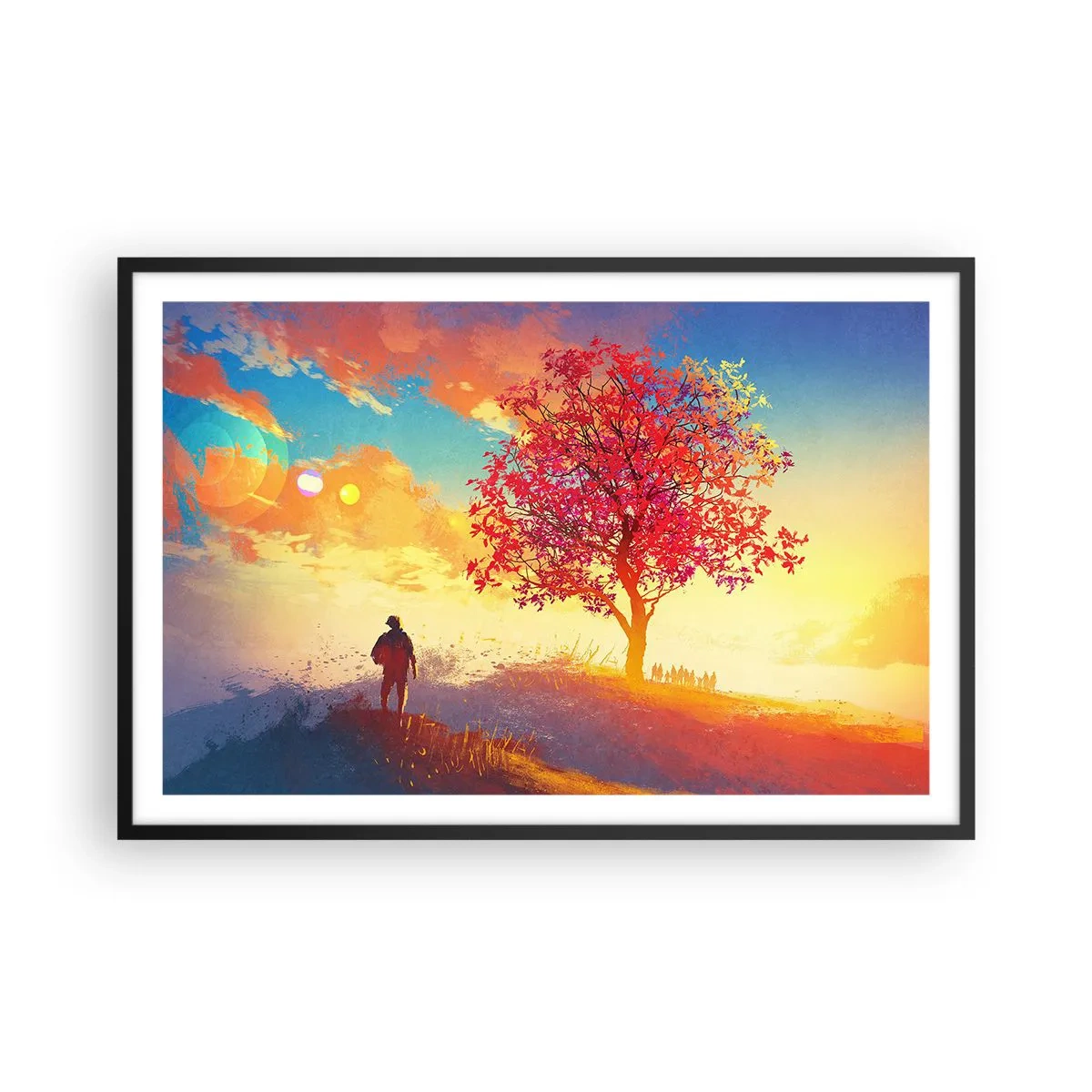 Affiche dans un cadre noir - Poster - Pèlerin à destination - 91x61 cm
