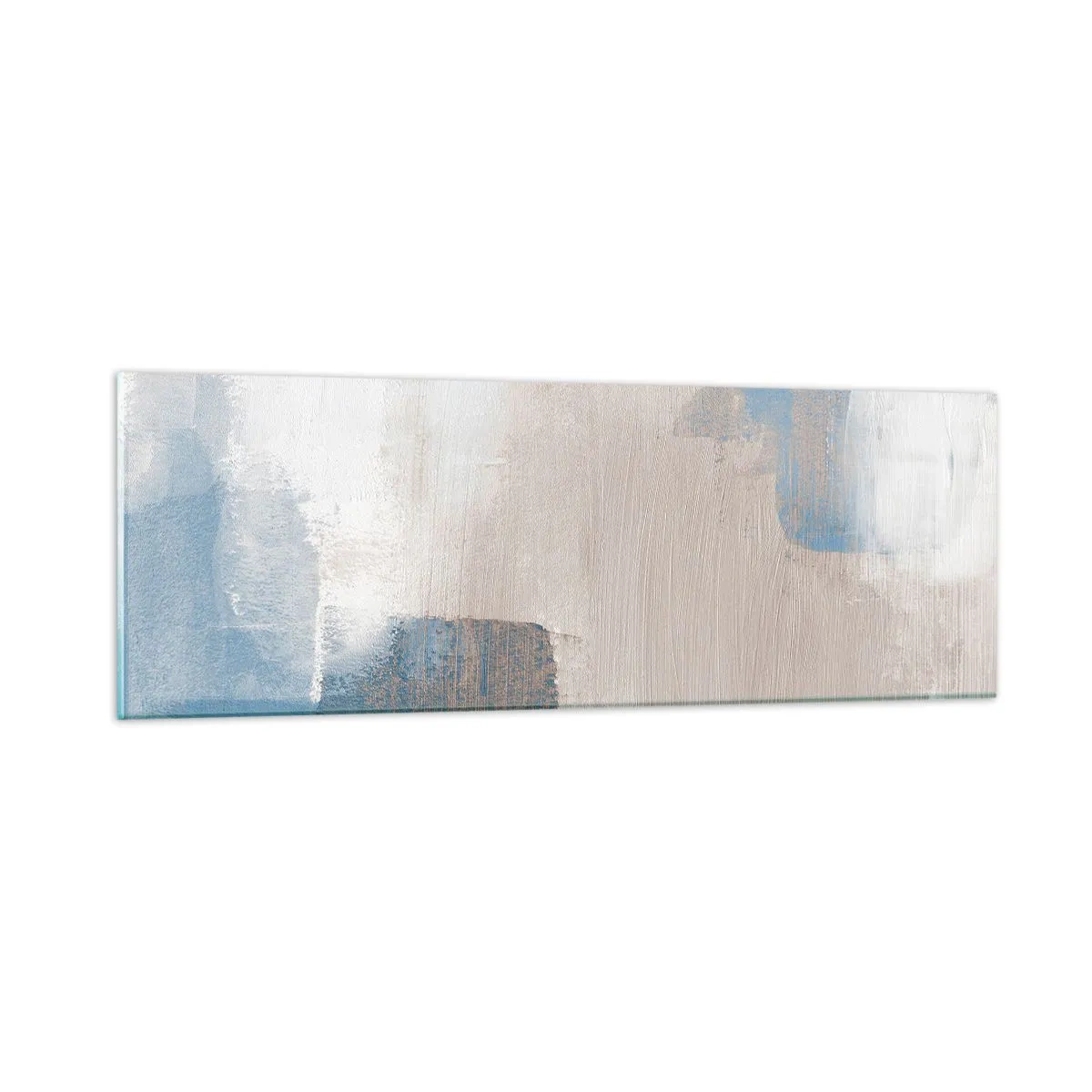 Impression sur verre - Image sur verre - Abstraction rose derrière un rideau de bleu - 90x30 cm