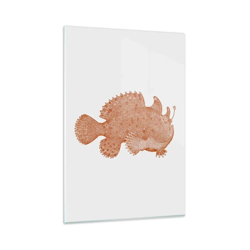 Impression sur verre - Image sur verre - Dessin détaillé d'un poisson cuivré sur fond blanc - 80x120cm - Et pourtant un poisson - Décoration murale moderne pour le salon et la chambre ARTTOR