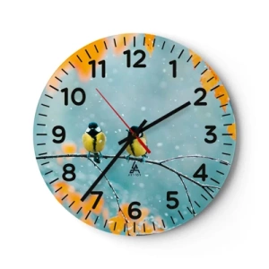 Horloge murale - Pendule murale - Potins d'oiseaux - 30x30 cm