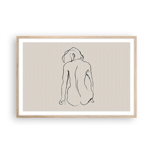 Affiche dans un chêne clair - Poster - Femme nue - 91x61 cm