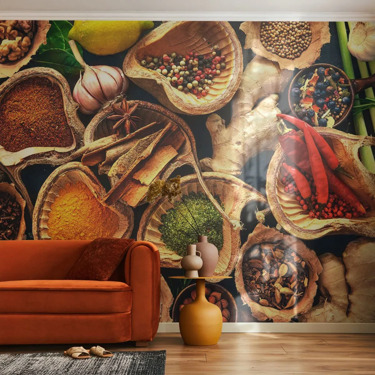 Papier Peint Autocollant Deluxe Sticker - Prends ce que tu veux - La gastronomie, Herbes séchées, Épices - 150x105 cm