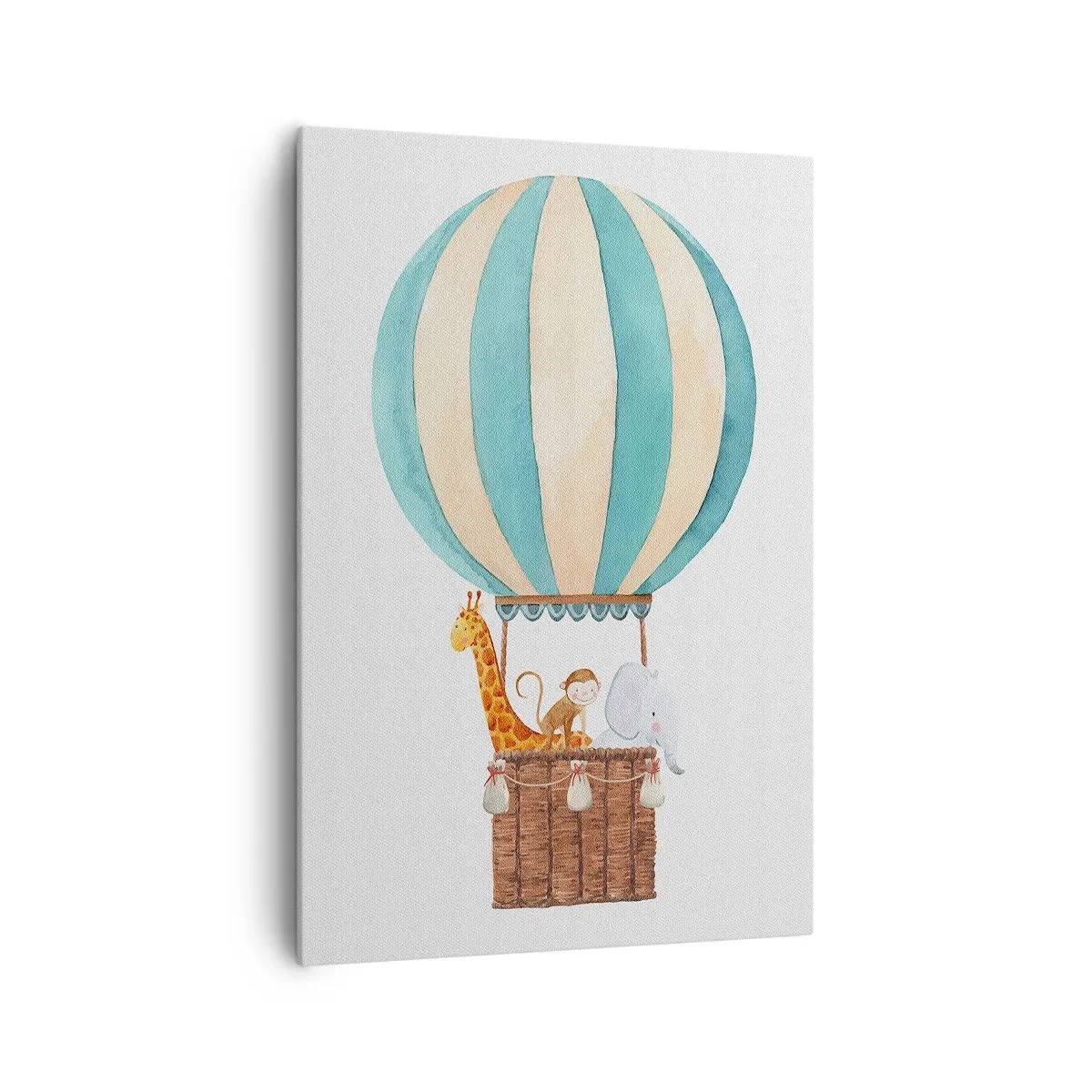 Impression sur toile - Image sur toile - Un ballon avec des animaux mignons aux couleurs pastel - 70x100cm - Voyage fantastique - Décoration murale moderne pour le salon et la chambre ARTTOR