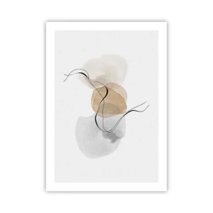 Affiche - Poster - Une composition abstraite aux couleurs neutres avec des lignes délicates. - 50x70cm - Perles d'air - Décoration murale moderne pour le salon et la chambre ARTTOR