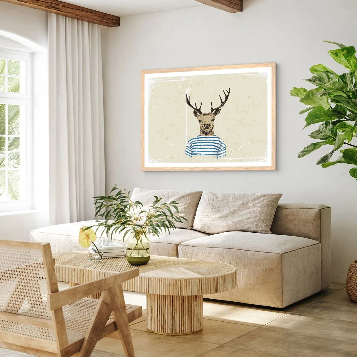 Affiche dans un chêne clair - Poster - Parce que j'aime les chemises rayées - 40x30 cm