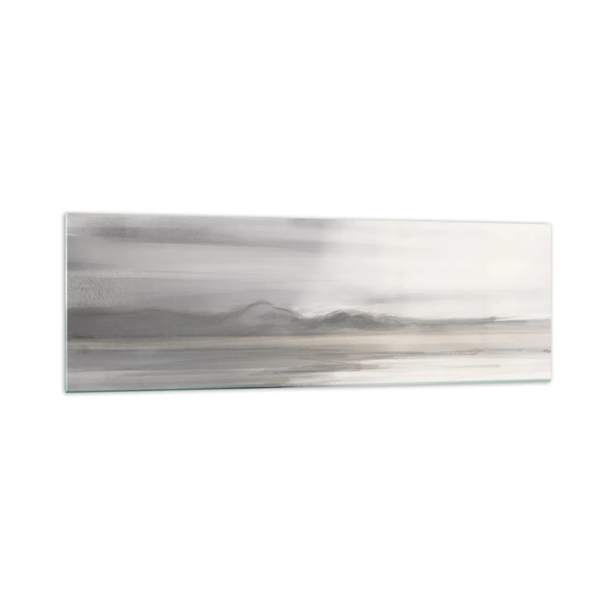 Impression sur verre - Image sur verre - Un paysage subtil aux tons gris et beige - 160x50cm - Distance réfléchie - Décoration murale moderne pour le salon et la chambre ARTTOR