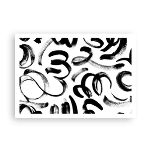 Affiche - Poster - Coups de pinceau abstraits noirs sur fond blanc - 100x70cm - Noir sur blanc - Décoration murale moderne pour le salon et la chambre ARTTOR
