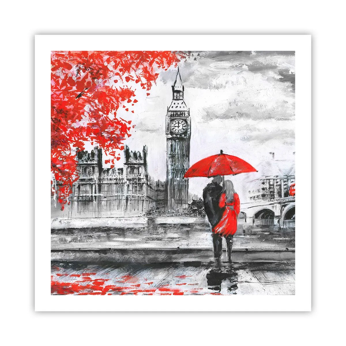 Affiche - Poster - Amoureux de Londres - 60x60 cm