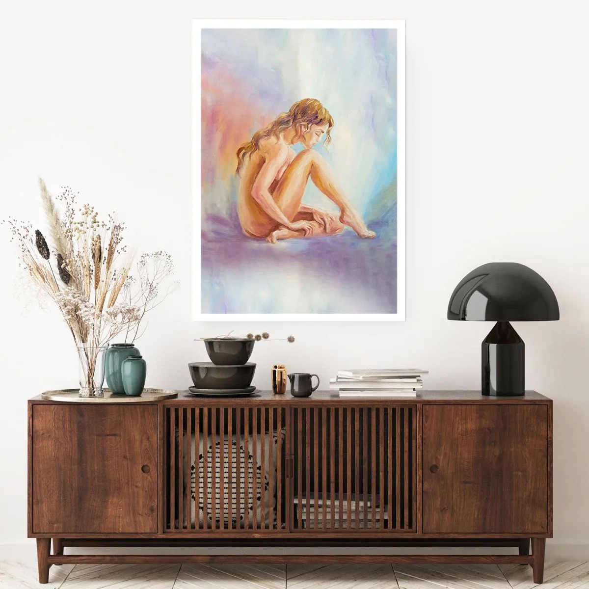 Affiche - Poster - Une femme perdue dans ses pensées sur un fond pastel - 50x70cm - Acte de jeunesse - Décoration murale moderne pour le salon et la chambre ARTTOR