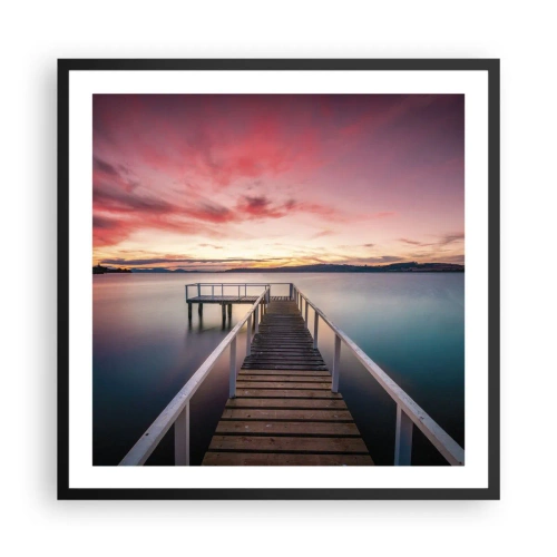 Affiche dans un cadre noir - Poster - La douce flamme du soir - 60x60 cm