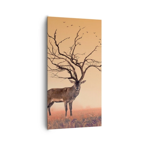 Impression sur toile - Image sur toile - Cerf de Pra - l'esprit éternel de la forêt - 65x120 cm
