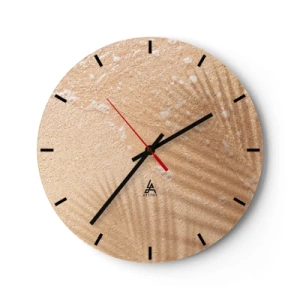 Horloge murale - Pendule murale - Gros plan sur du sable doré avec de douces vagues de la mer - 30x30cm - Ombre d'un été chaud - Décoration murale moderne pour le salon, la cuisine et la chambre ARTTOR