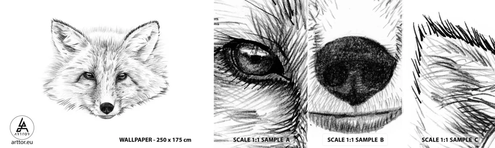 Échantillon de Papier Peint Autocollant Deluxe Sticker - Ces yeux peuvent-ils mentir ? - Animaux, Renard, Graphique - 100x30 cm