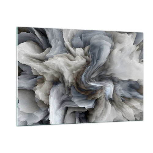 Impression sur verre - Image sur verre - Une composition abstraite ressemblant à des plumes tourbillonnantes - 120x80cm - Pierre et fleur - Décoration murale moderne pour le salon et la chambre ARTTOR