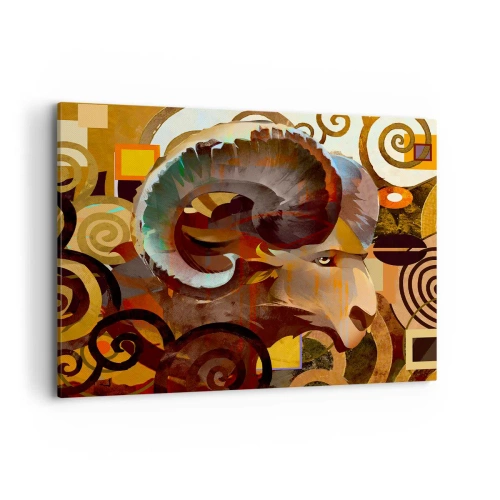 Impression sur toile - Image sur toile - Un bélier symbolique dans une composition abstraite - 100x70cm - Magie - religions - rituels - Décoration murale moderne pour le salon et la chambre ARTTOR