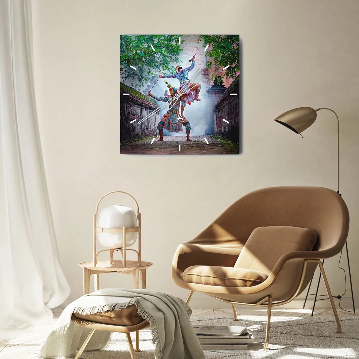 Horloge murale - Pendule murale - Danse traditionnelle dans un cadre historique avec un mur et des arbres - 30x30cm - La danse est d'une beauté dévastatrice - Décoration murale moderne pour le salon et la chambre ARTTOR