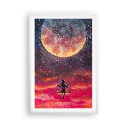 Affiche dans un cadre blanc - Poster - Se balancer dans les nuages - 61x91 cm