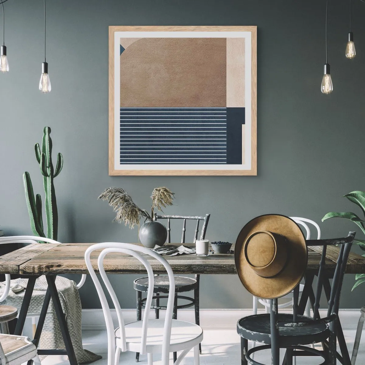 Affiche dans un chêne clair - Poster - Composition simple et en rondeur - 50x50 cm