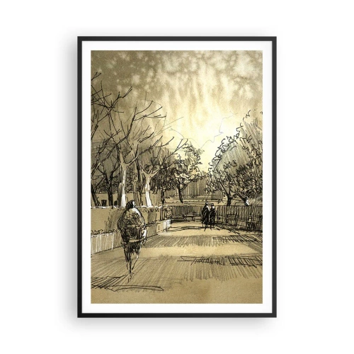 Affiche dans un cadre noir - Poster - Un moment arrêté avec une plume - 70x100 cm