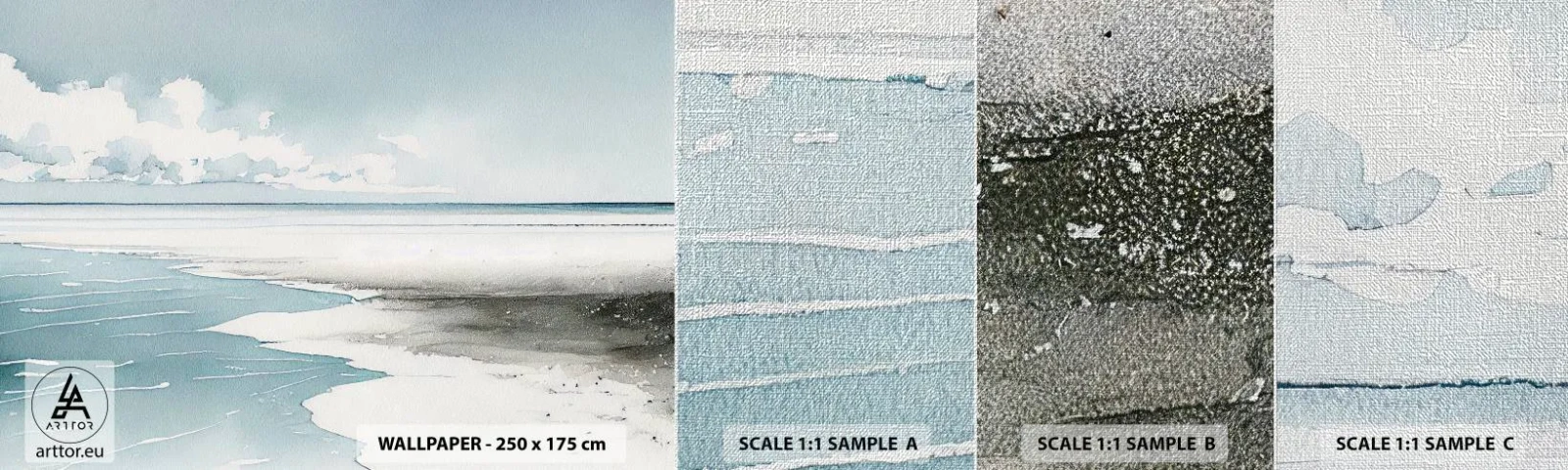 Échantillon de Papier Peint Premium Canvas - Marée douce - Côte, Plage, Calme - 100x30 cm