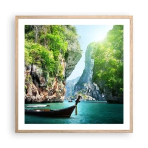 Affiche dans un chêne clair - Poster - Une invitation à un voyage exotique - 60x60 cm