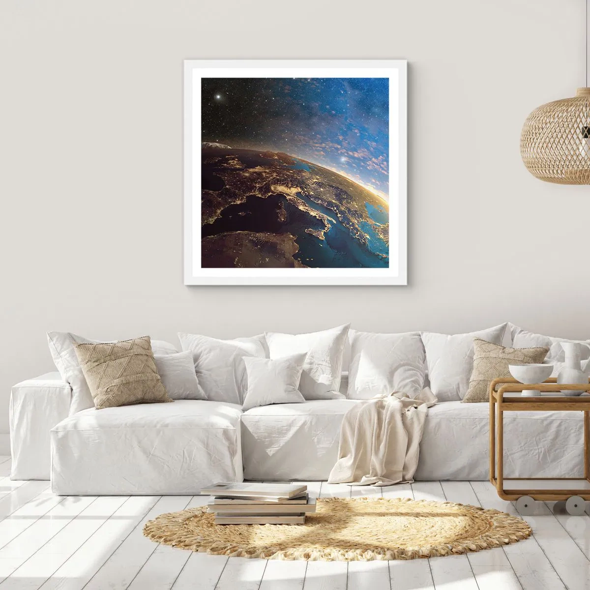 Affiche dans un cadre blanc - Poster - Regardons-nous de loin - 40x40 cm