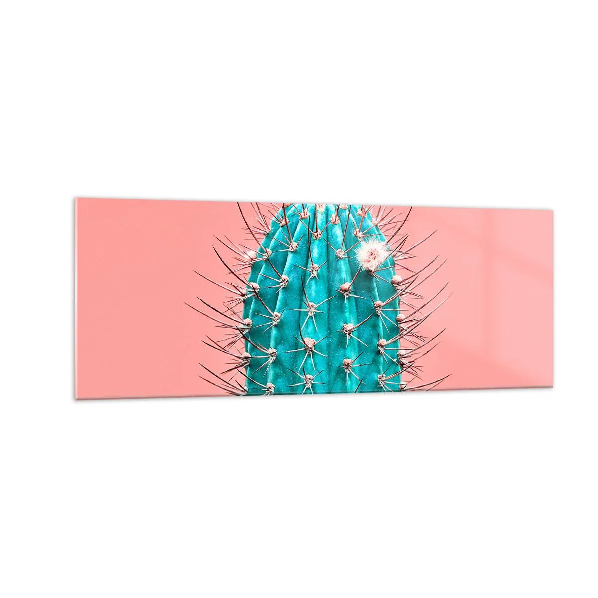 Impression sur verre - Image sur verre - Une interprétation artistique d'un cactus sur fond rose - 140x50cm - Juste regarde - Décoration murale moderne pour le salon et la chambre ARTTOR