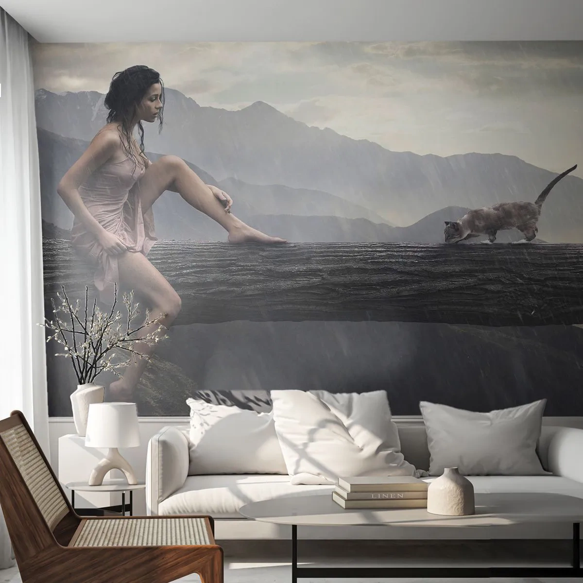 Papier Peint Autocollant Deluxe Sticker - Des sommets de beauté - Femme, Modèle, Paysage - 200x140 cm