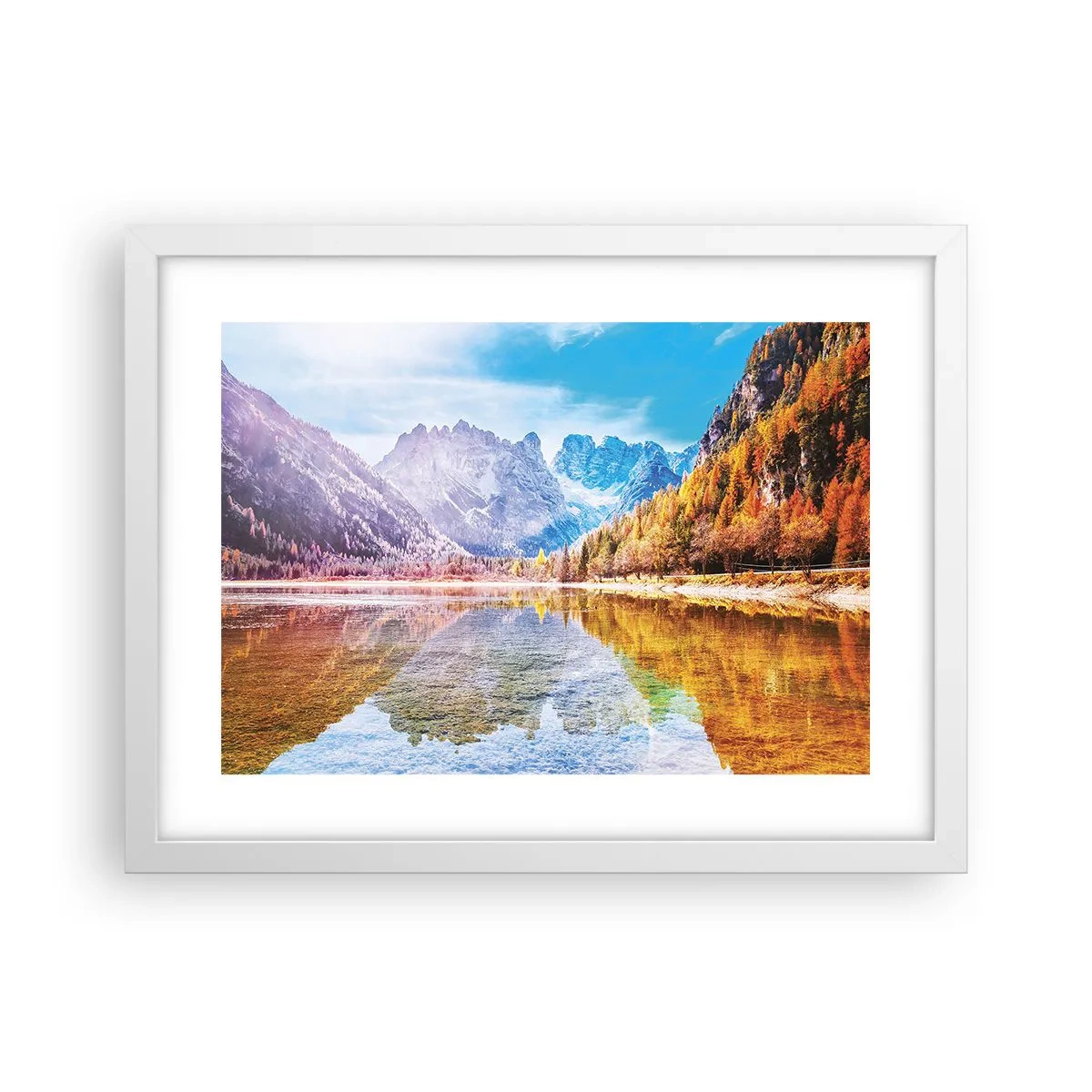 Affiche dans un cadre blanc - Poster - C'est déjà le printemps à la montagne - 40x30 cm