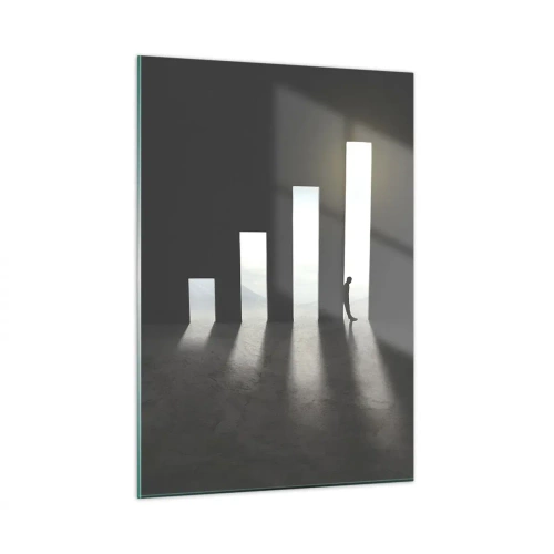 Impression sur verre - Image sur verre - L'homme à la lumière de la croissance symbolisant le développement - 50x70cm - Succès – impression - Décoration murale moderne pour le salon et la chambre ARTTOR