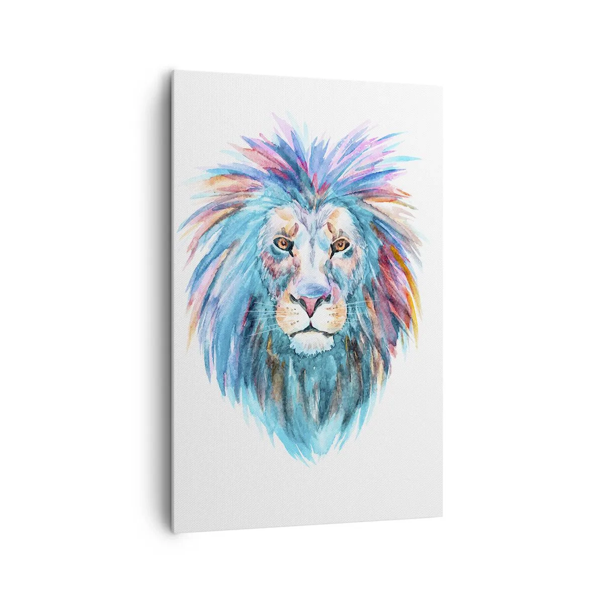 Impression sur toile - Image sur toile - Portrait à l'aquarelle d'un lion aux couleurs vives - 80x120cm - Aura électrique - Décoration murale moderne pour le salon et la chambre ARTTOR