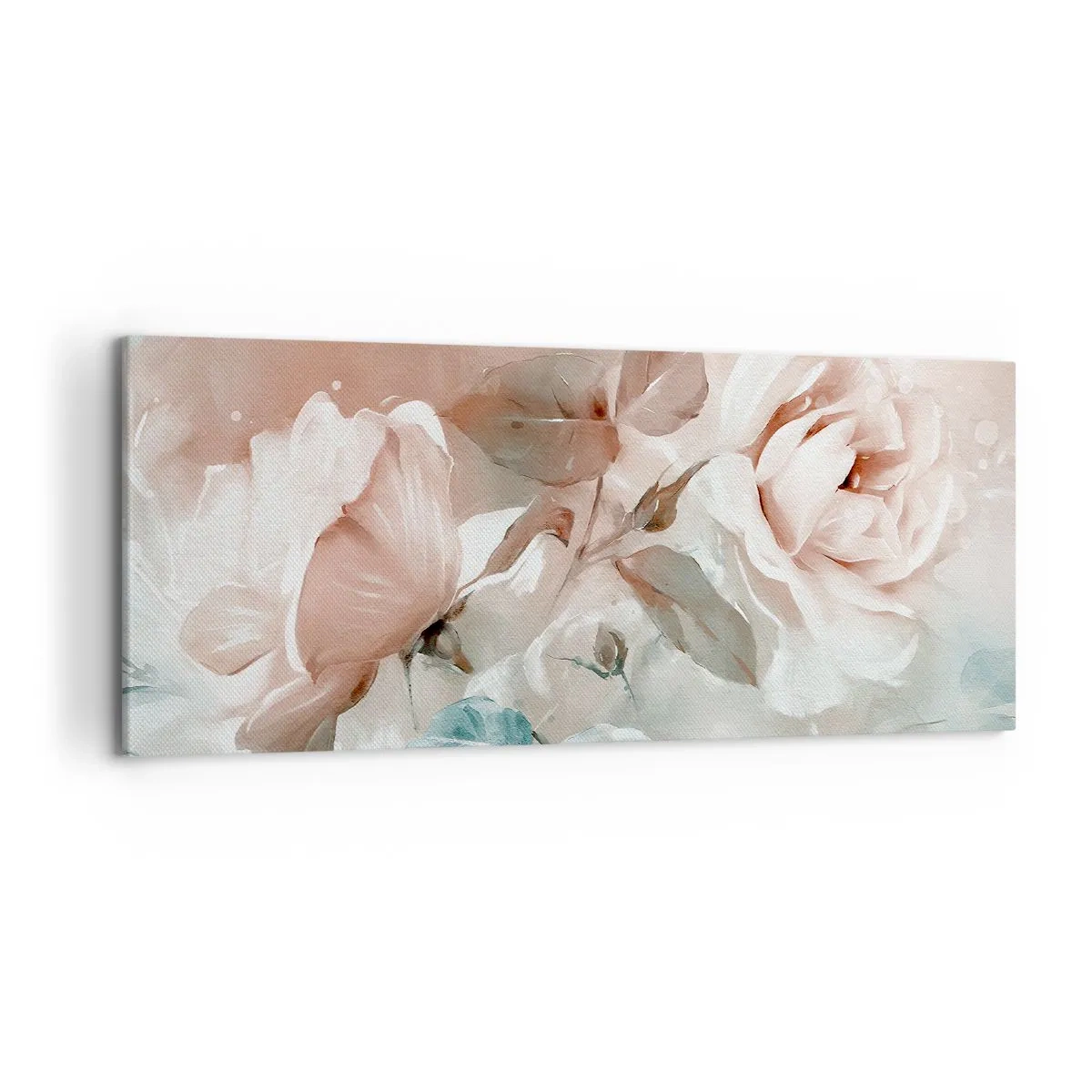 Impression sur toile - Image sur toile - Roses délicates aux tons pastel sur fond clair - 120x50cm - L'esprit du romantisme - Décoration murale moderne pour le salon et la chambre ARTTOR
