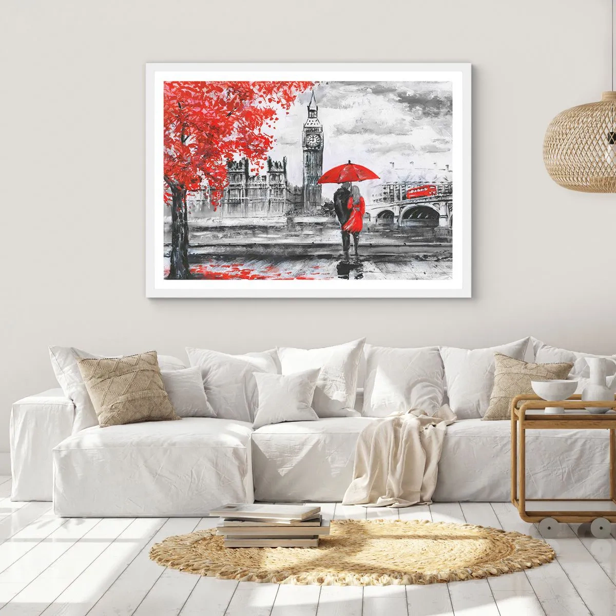 Affiche dans un cadre blanc - Poster - Amoureux de Londres - 91x61 cm