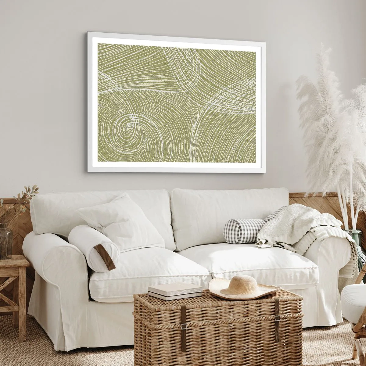 Affiche dans un cadre blanc - Poster - Abstraction complexe de blanc - 100x70 cm