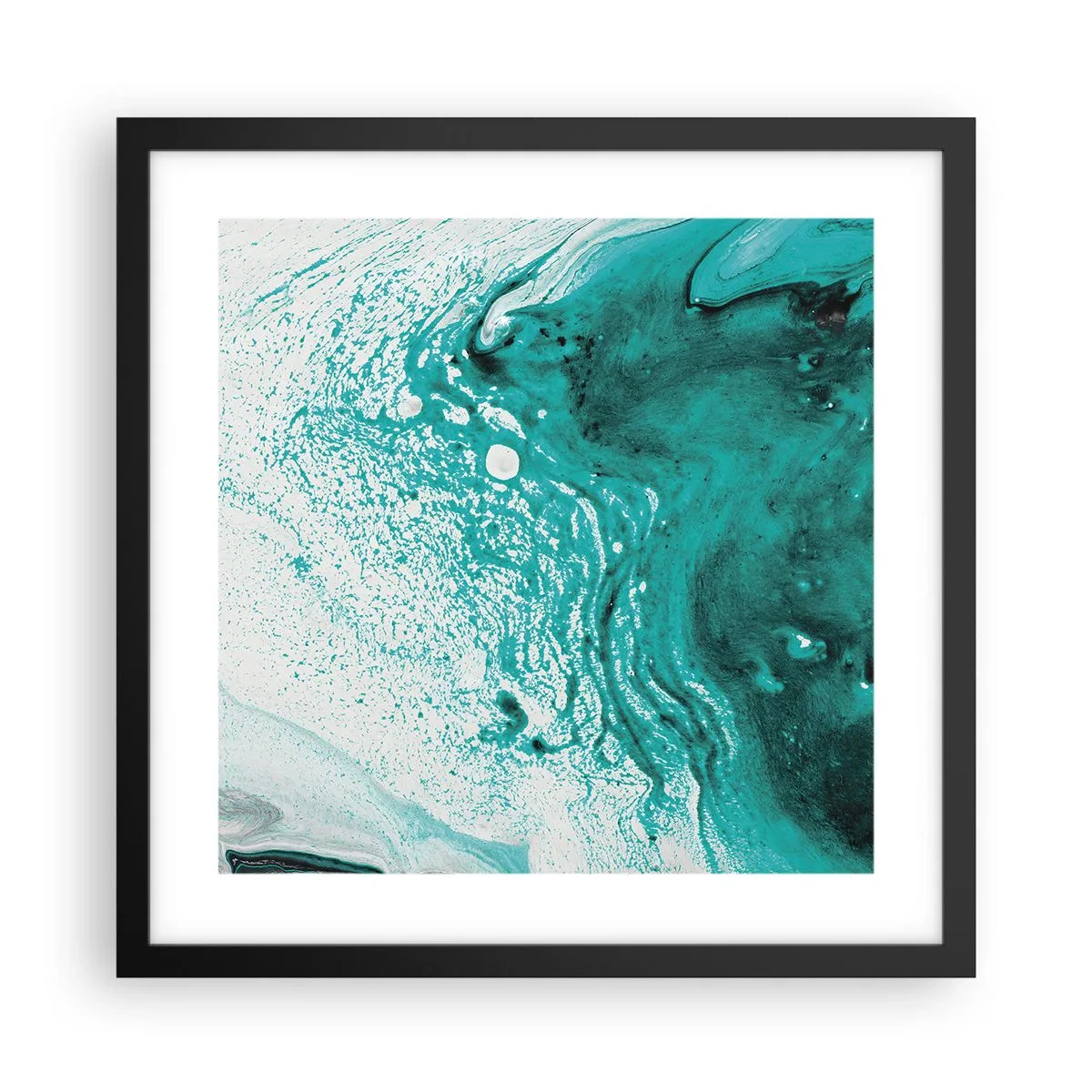 Affiche dans un cadre noir - Poster - Se fondre dans le bleu et le turquoise - 40x40 cm
