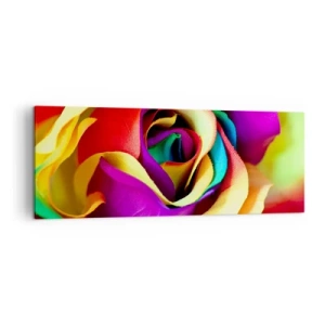 Impression sur toile - Image sur toile - Une rose colorée aux nuances de l'arc-en-ciel - 140x50cm - Ce n'est pas possible - Décoration murale moderne pour le salon et la chambre ARTTOR