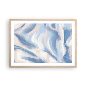 Affiche dans un chêne clair - Poster - Vagues bleues - 70x50 cm