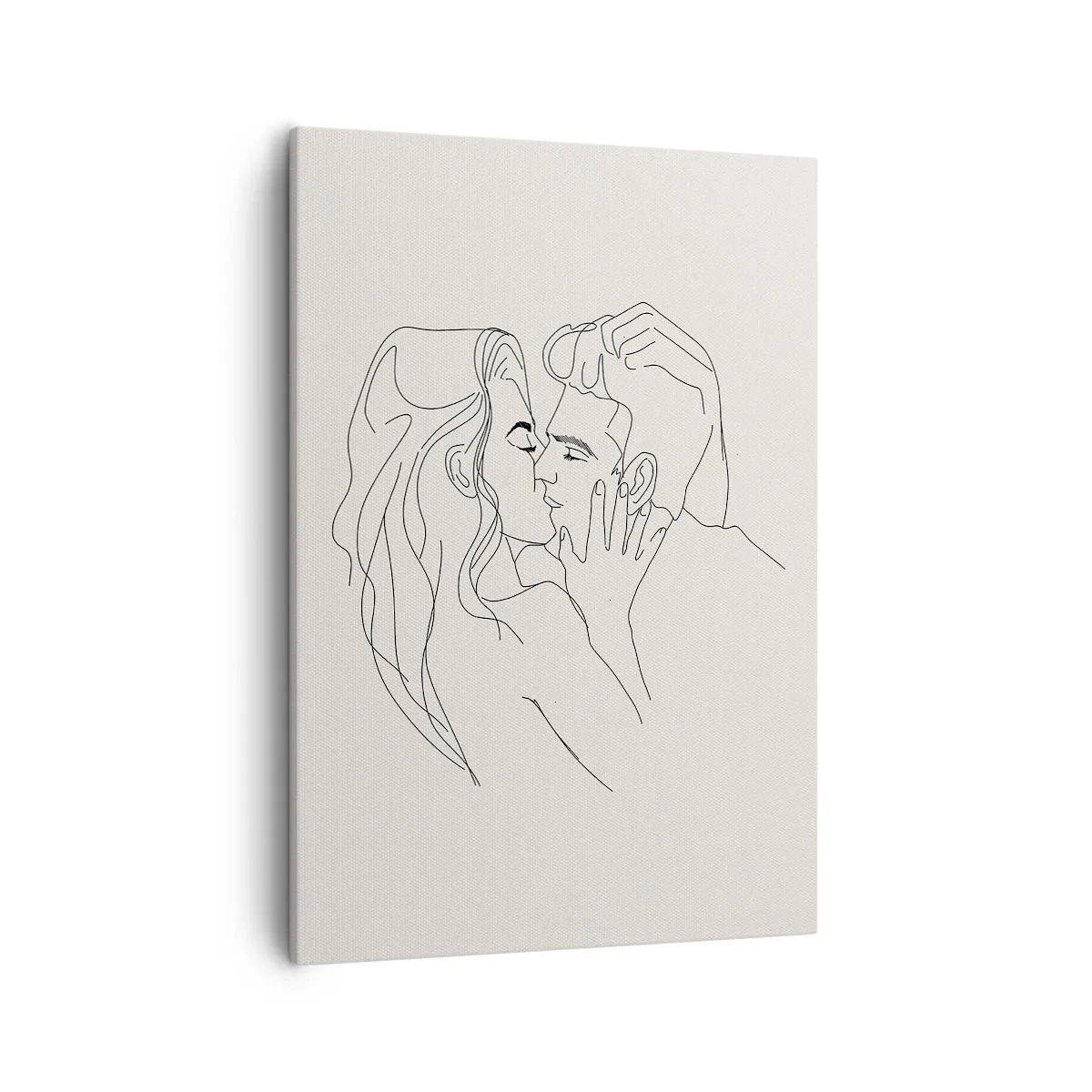 Impression sur toile - Image sur toile - Une illustration minimaliste d'un couple dans une étreinte amoureuse - 50x70cm - Enlacé de sentiment - Décoration murale moderne pour le salon et la chambre ARTTOR
