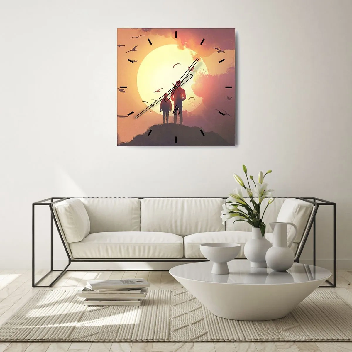 Horloge murale - Pendule murale - Face à face avec le soleil - 30x30 cm