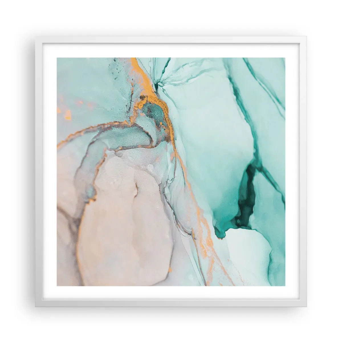 Affiche dans un cadre blanc - Poster - Danse des formes et des couleurs - 60x60 cm