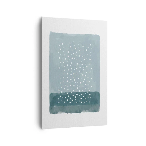 Impression sur toile - Image sur toile - Une peinture minimaliste dans des tons de bleu avec des pois - 80x120cm - Évolution de bleus - Décoration murale moderne pour le salon et la chambre ARTTOR