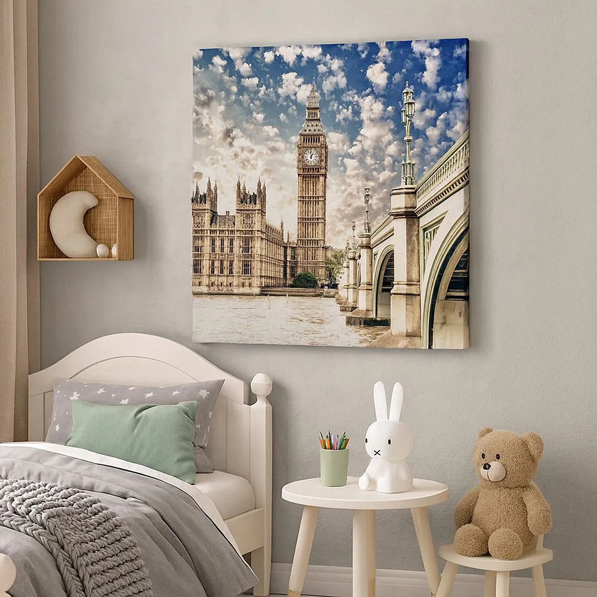 Impression sur toile - Image sur toile - Nuages de plumes au-dessus de la Tamise - 30x30 cm