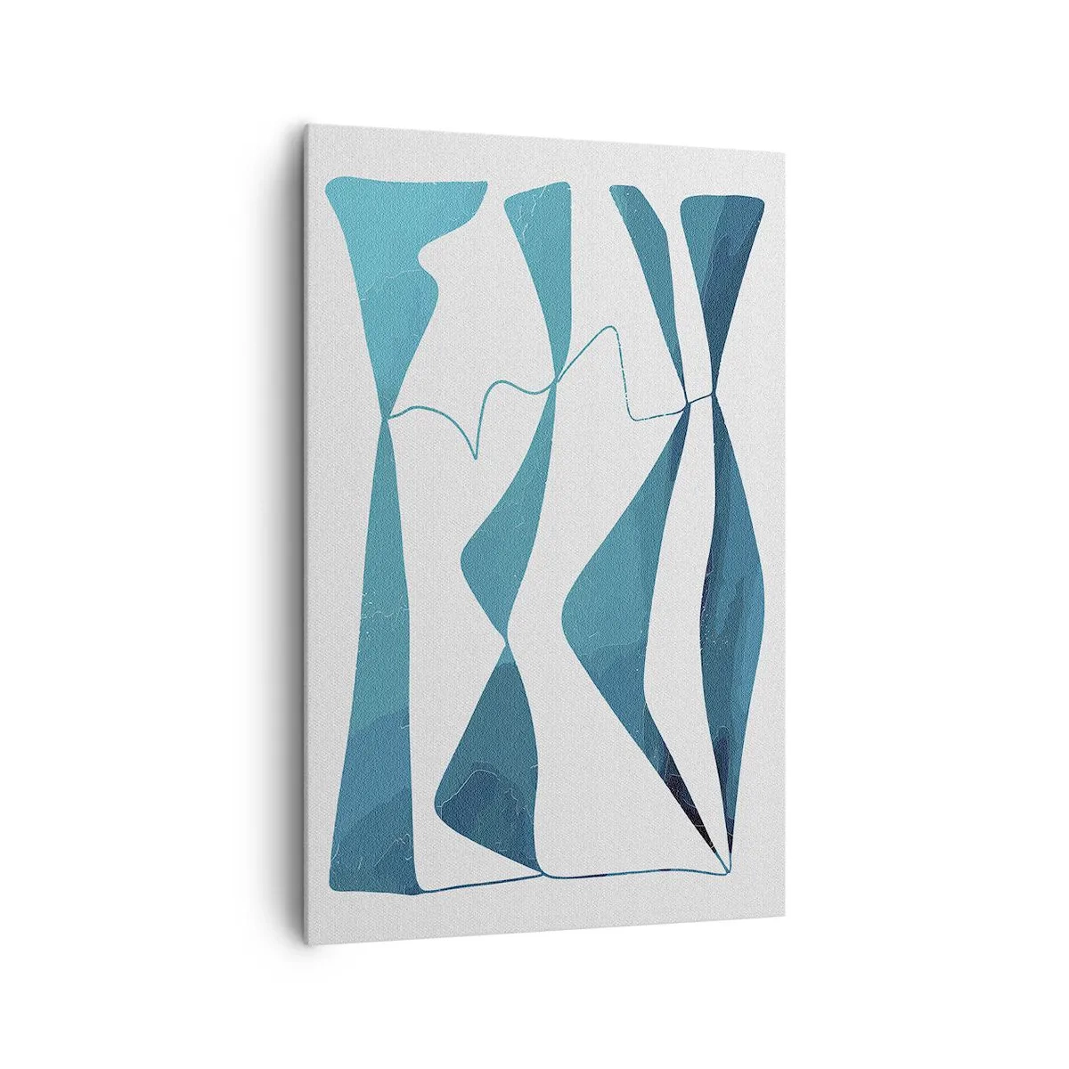 Impression sur toile - Image sur toile - Formes abstraites dans des tons de bleu sur fond blanc - 80x120cm - Abstraction : composé turquoise - Décoration murale moderne pour le salon et la chambre ARTTOR