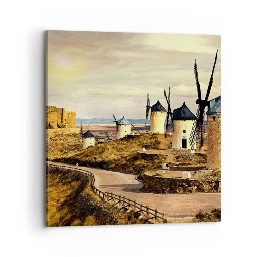 Impression sur toile - Image sur toile - Don Quichotte est sur le point d'arriver - 70x70 cm