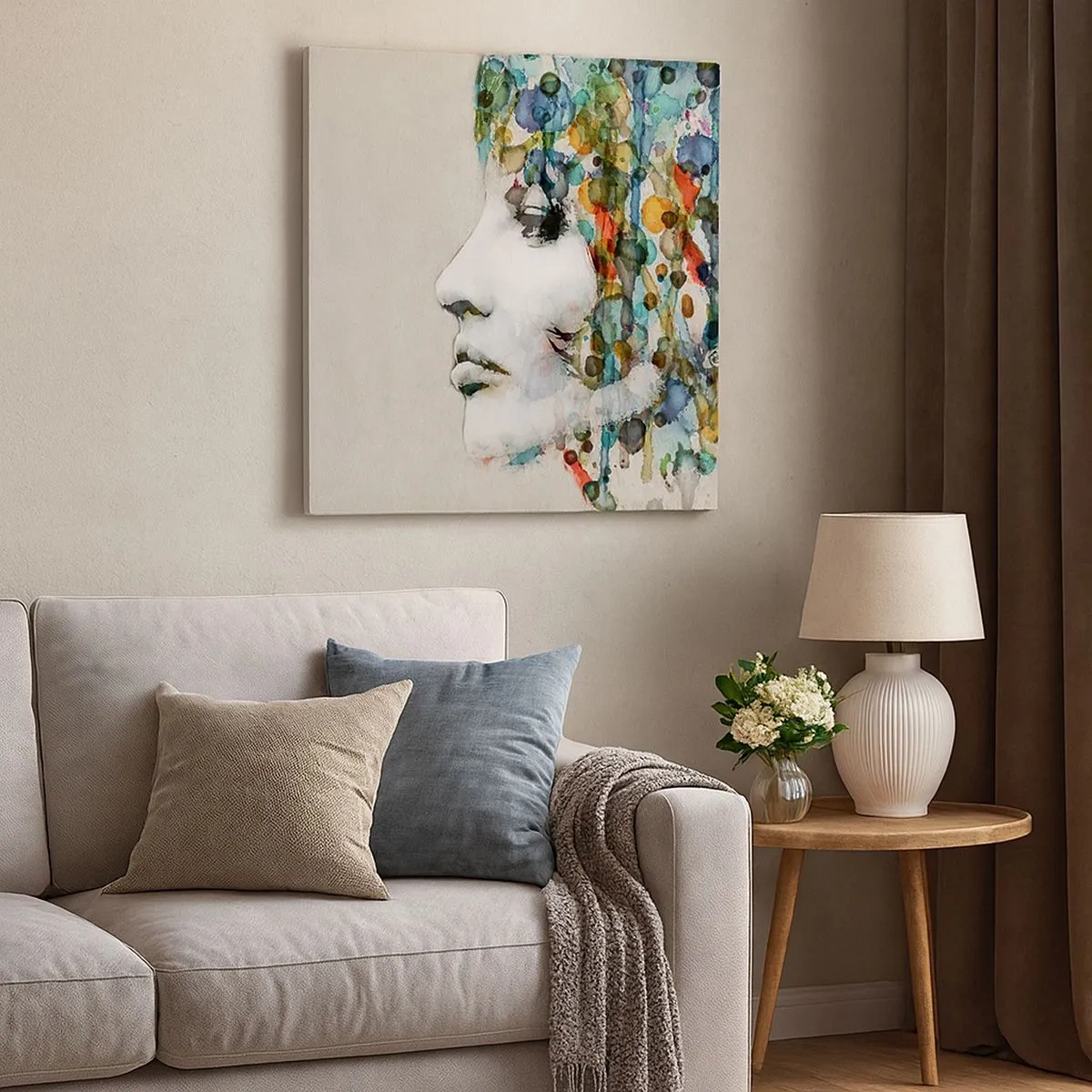 Impression sur toile - Image sur toile - Elle est sortie de la grisaille - 30x30 cm