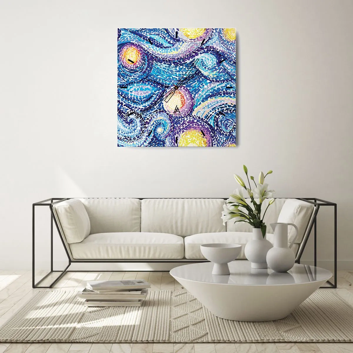 Horloge murale - Pendule murale - D'après un tableau de van Gogh - 40x40 cm