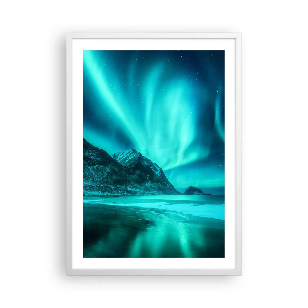 Affiche dans un cadre blanc - Poster - Merveilles du Nord - 50x70 cm