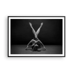 Affiche dans un cadre noir - Poster - Une vision artistique d'une femme en noir et blanc - 100x70cm - Géométrie de la nudité - Décoration murale moderne pour le salon et la chambre ARTTOR