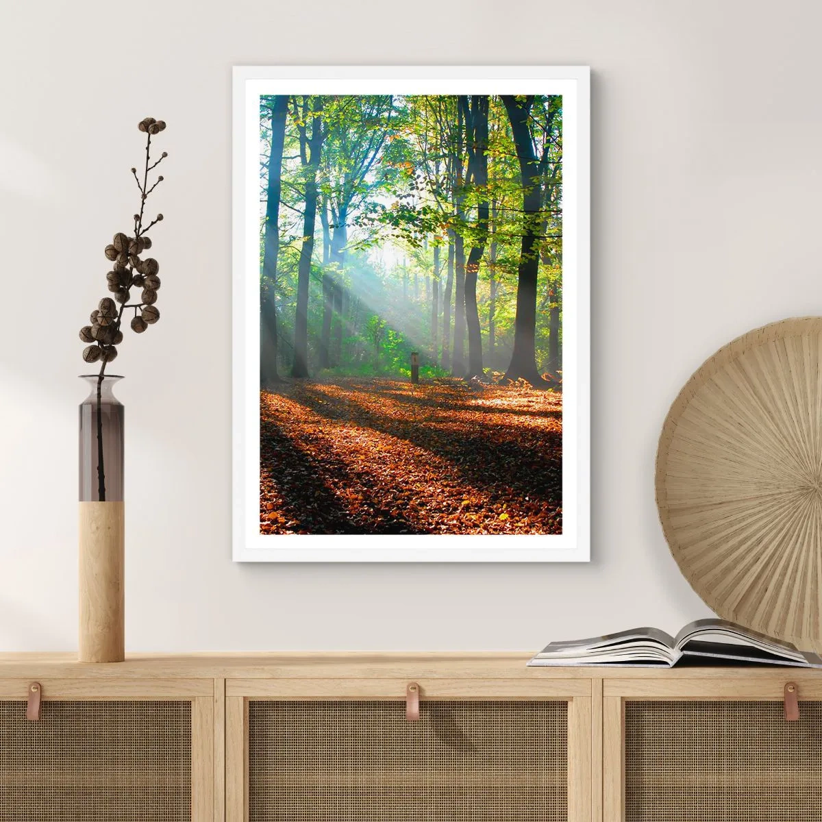 Affiche dans un cadre blanc - Poster - Ombres et lumières - 40x50 cm