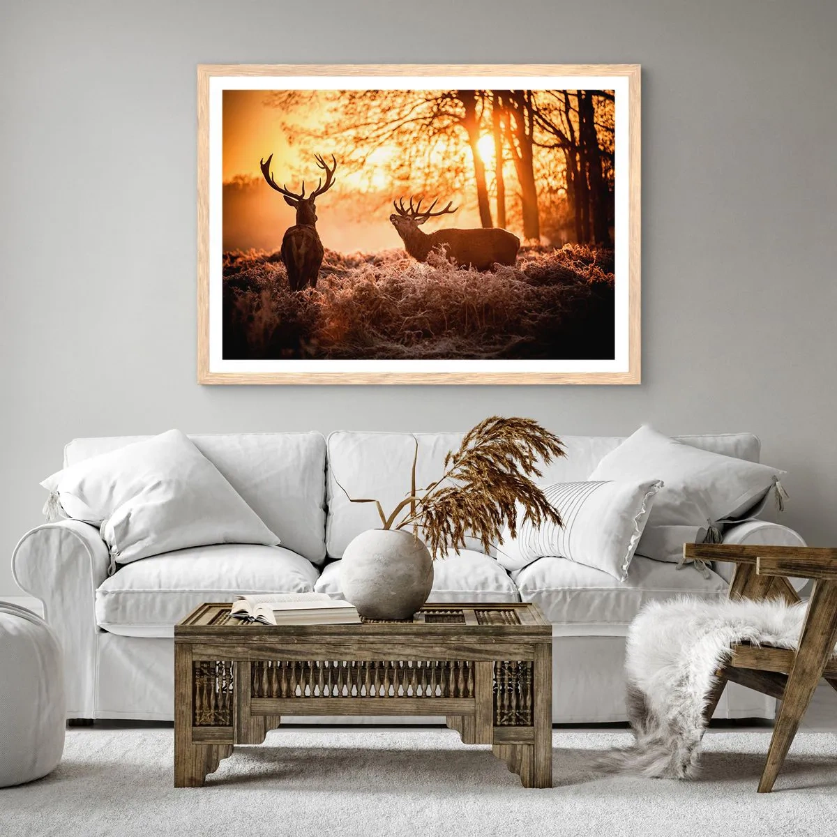 Affiche dans un chêne clair - Poster - Le rêve d'un chasseur - 50x40 cm